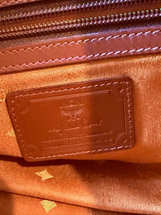 MCM Cognac Monogram Visetos Duffel Bag with Brown Leather Trim - Picture 8 of 10